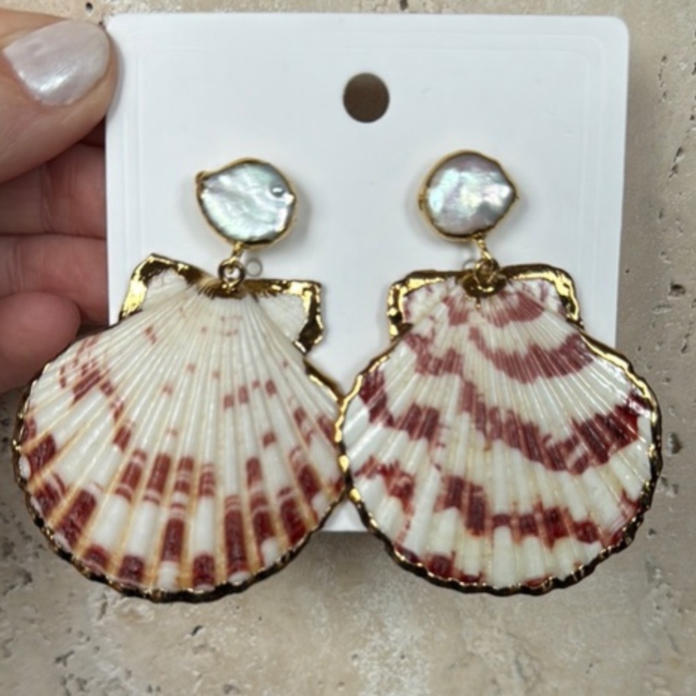 Handmade Gold Shell Earrings